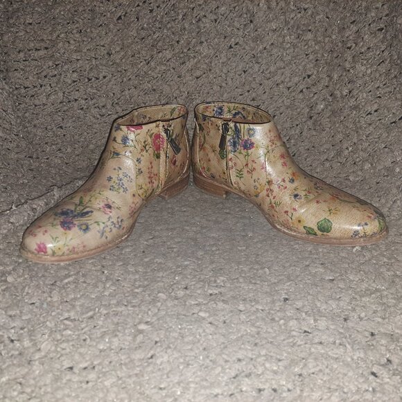 PATRICIA NASH-Carla Prairie Rose Floral Brown-Zipper Bootie-Size 10-Excellent - Picture 4 of 8